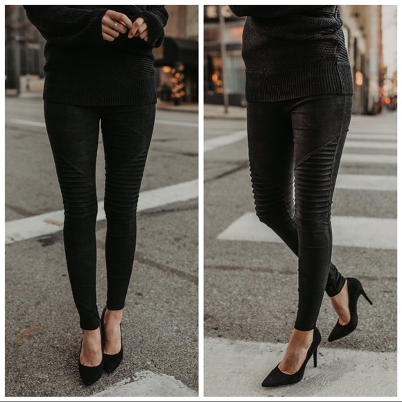 Couture Gypsy Pants - ❗️CLEARANCE❗️Black Faux Suede Moto Leggings S M L